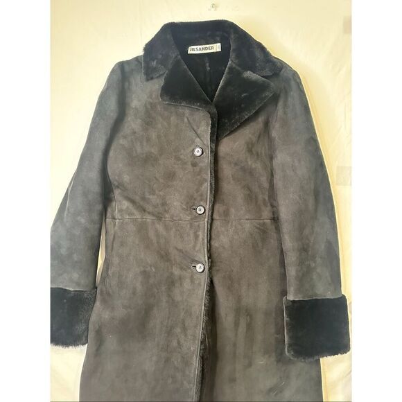 Jil Sander Authentic Women’s Black Lamb Leather Moulton Coat Made in Italy - Picture 6 of 16